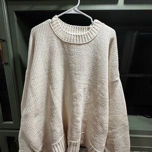 Aerie Cream Ribbed Knit Sweater